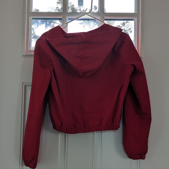 Forever 21 S Red Jacket White Zipper - Picture 2 of 5